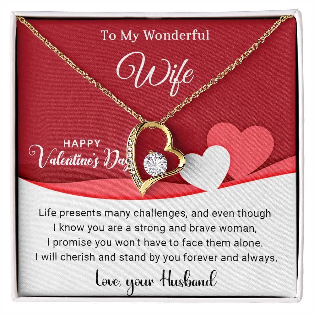 To My Wonderful Wife I Will Cherish You Forever and Always Forever Love Pendant Necklace
