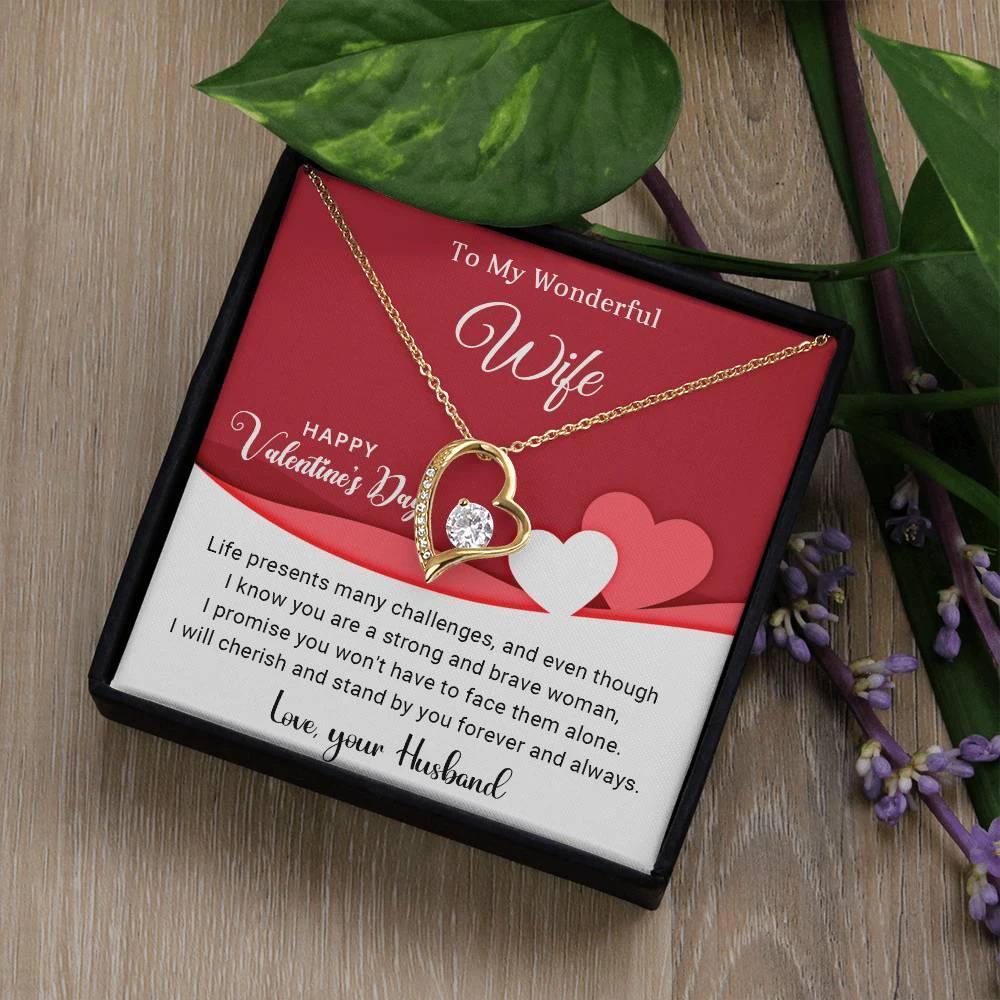 To My Wonderful Wife I Will Cherish You Forever and Always Forever Love Pendant Necklace