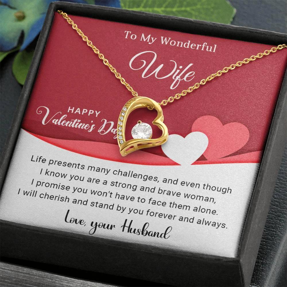 To My Wonderful Wife I Will Cherish You Forever and Always Forever Love Pendant Necklace