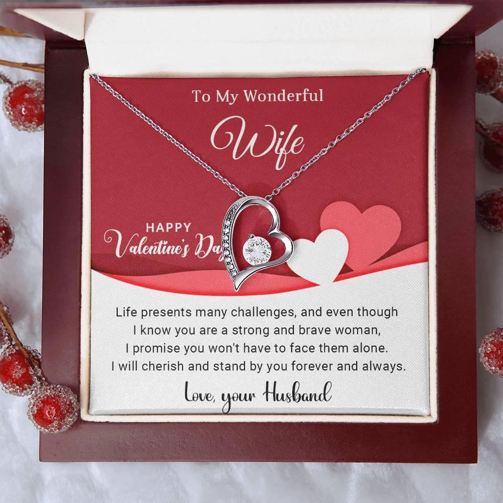 To My Wonderful Wife I Will Cherish You Forever and Always Forever Love Pendant Necklace