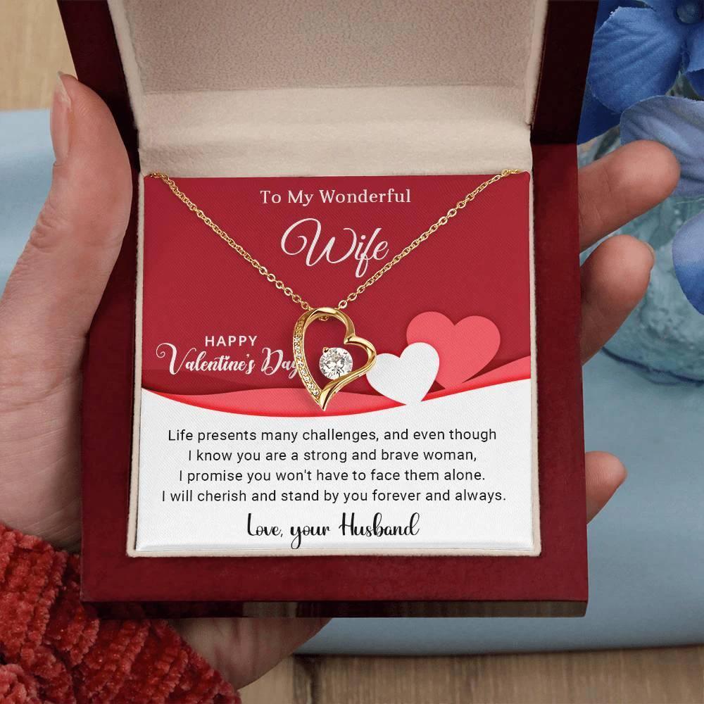 To My Wonderful Wife I Will Cherish You Forever and Always Forever Love Pendant Necklace