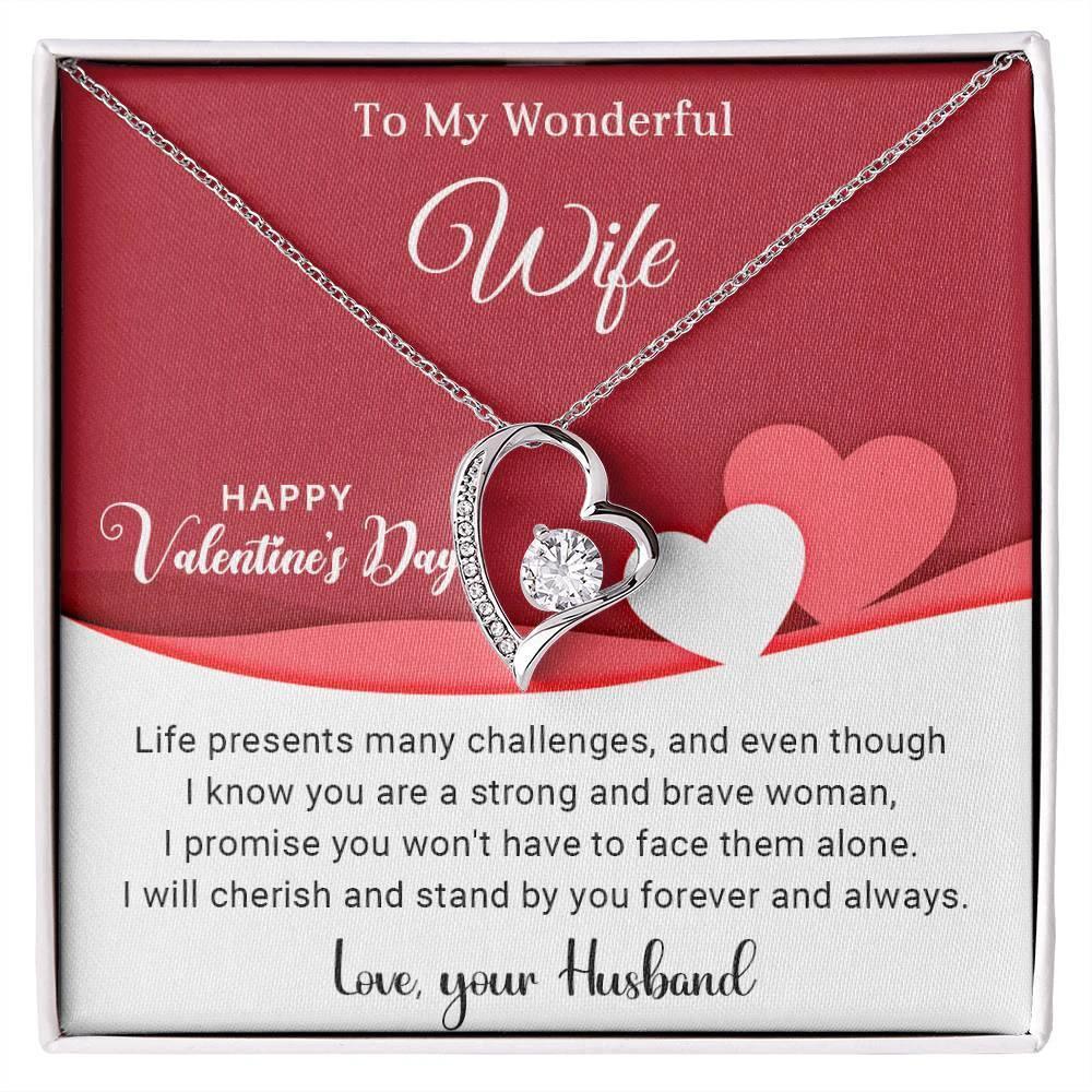 To My Wonderful Wife I Will Cherish You Forever and Always Forever Love Pendant Necklace