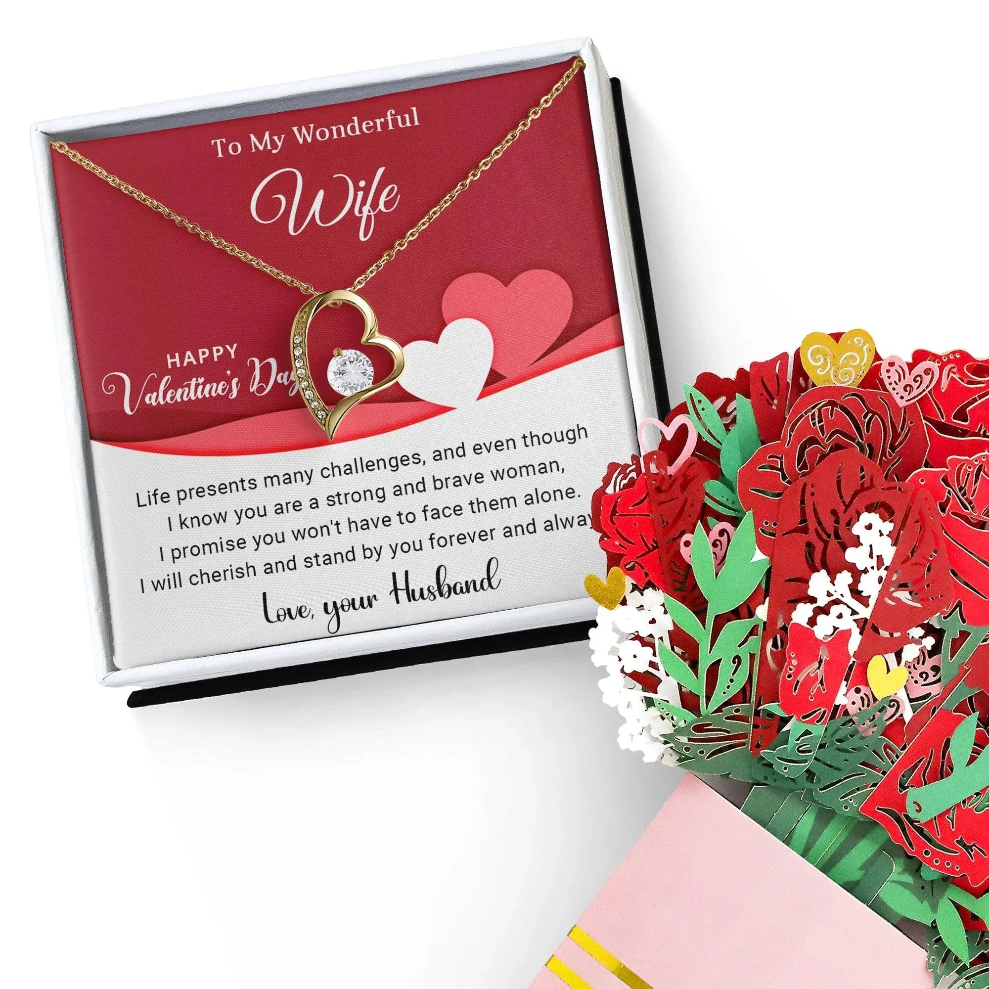 To My Wonderful Wife I Will Cherish You Forever and Always Forever Love Pendant Necklace