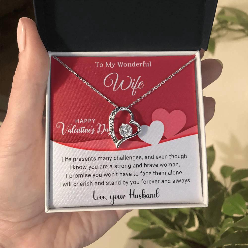 To My Wonderful Wife I Will Cherish You Forever and Always Forever Love Pendant Necklace