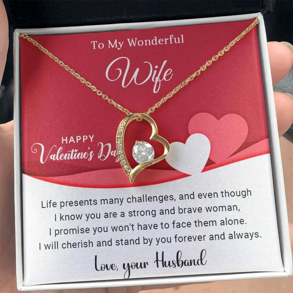 To My Wonderful Wife I Will Cherish You Forever and Always Forever Love Pendant Necklace