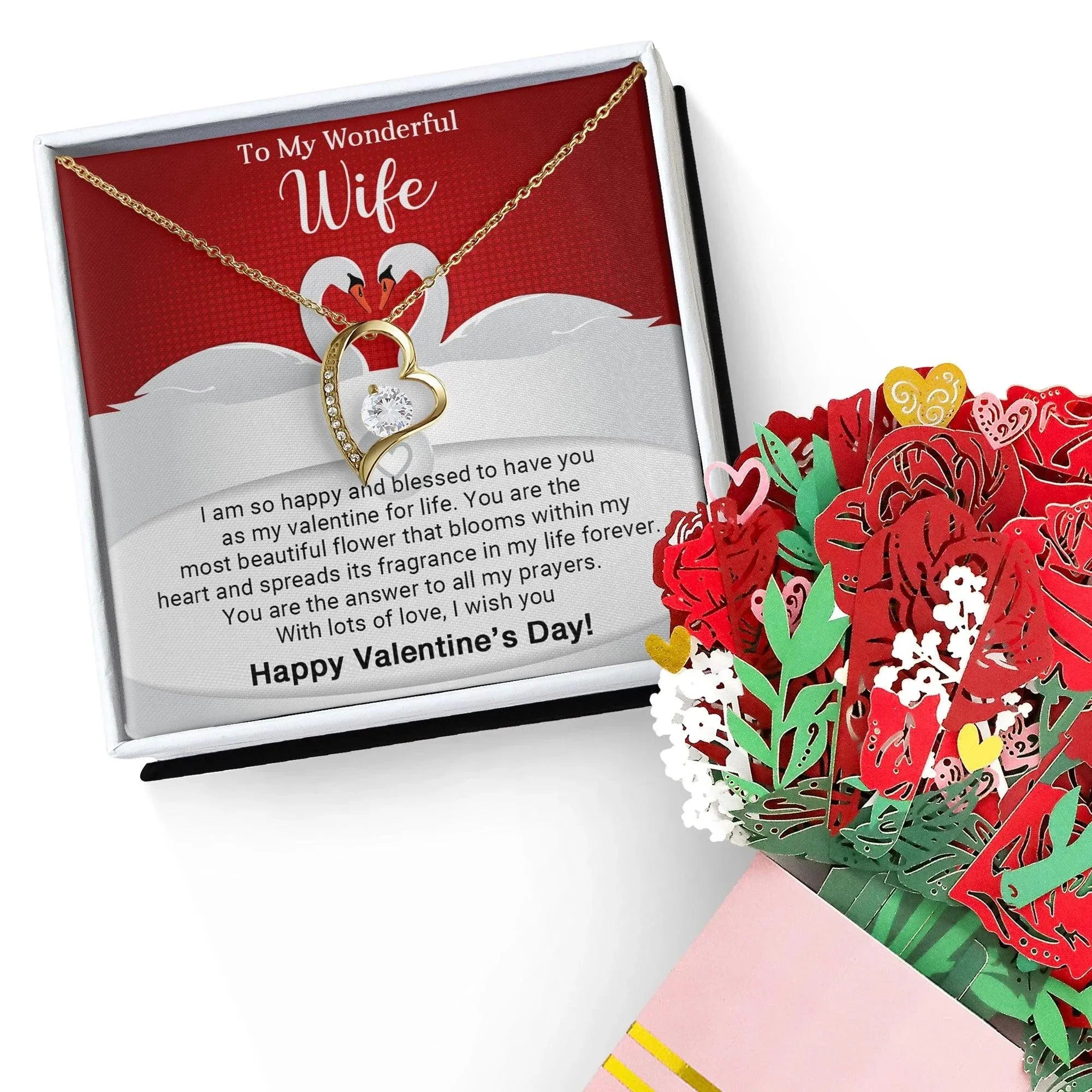 To My Wonderful Wife You are the Answer to my Prayers Forever Love Pendant Necklace