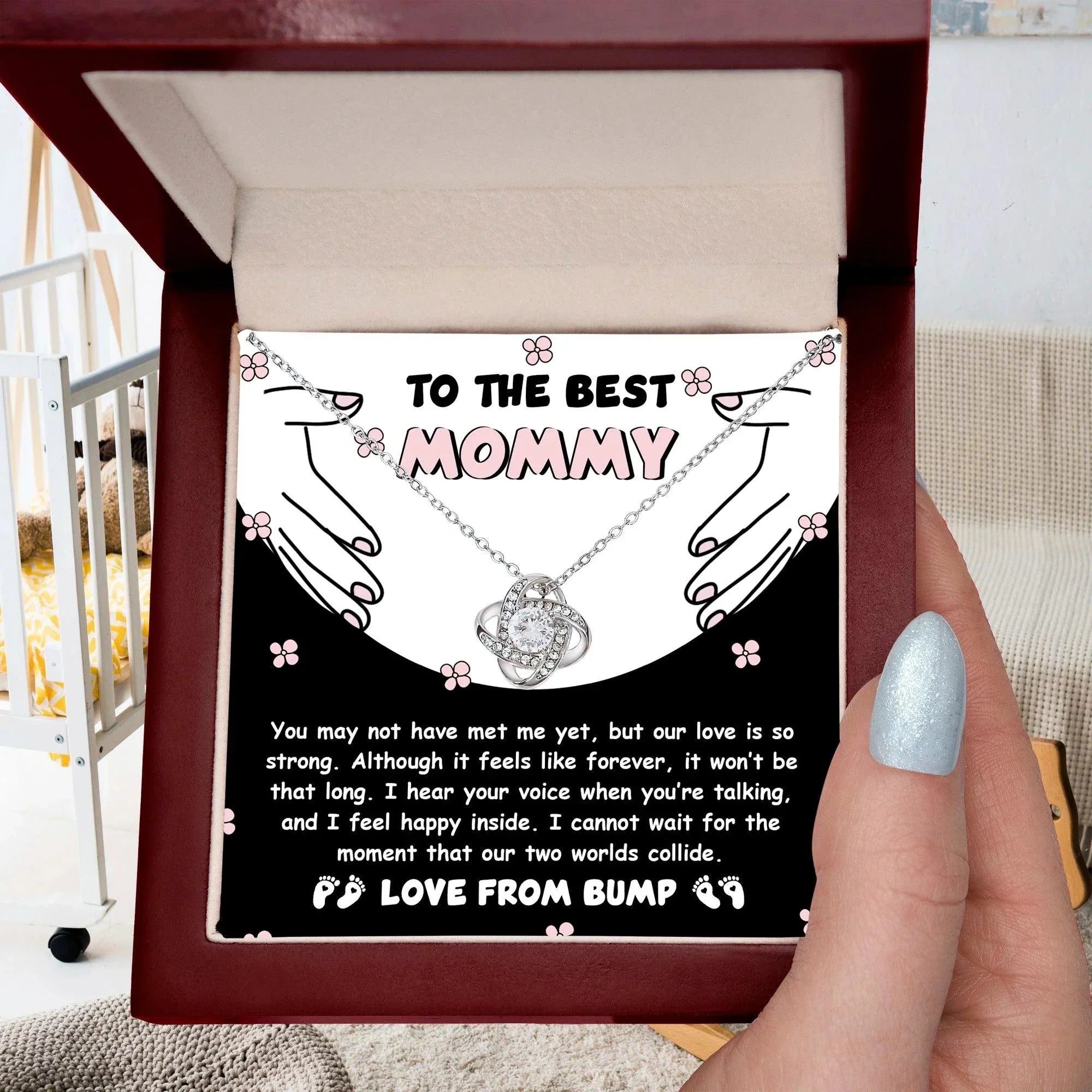 To the Best Mommy To Be Our Love Is Strong - Love Knot Necklace