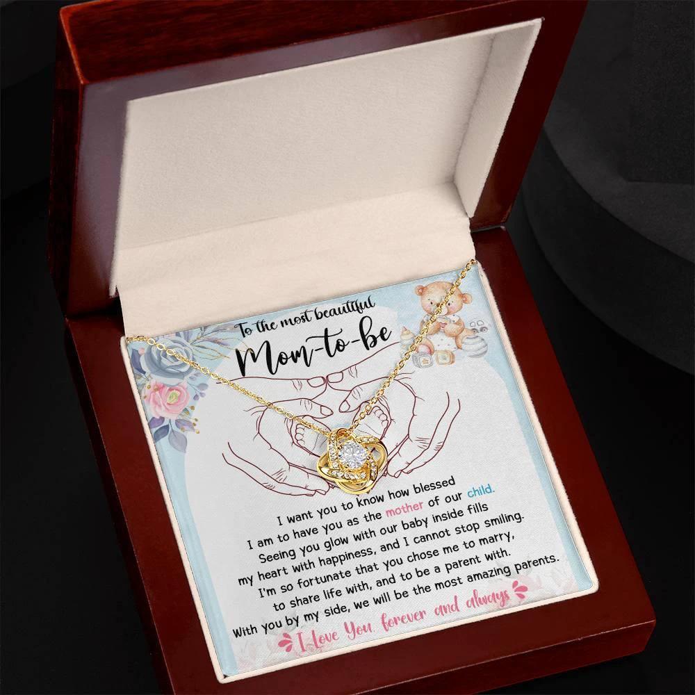 To the Most Beautiful Mom to Be I Am Blessed To Have You as the Mother of Our Child - Love Knot Necklace