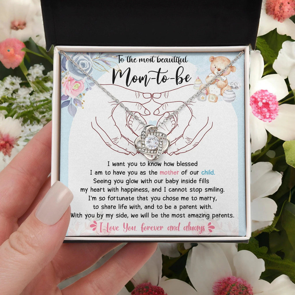 To the Most Beautiful Mom to Be I Am Blessed To Have You as the Mother of Our Child - Love Knot Necklace