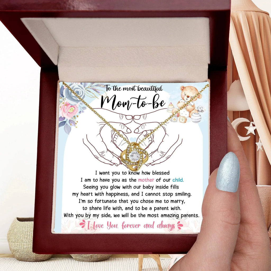To the Most Beautiful Mom to Be I Am Blessed To Have You as the Mother of Our Child - Love Knot Necklace