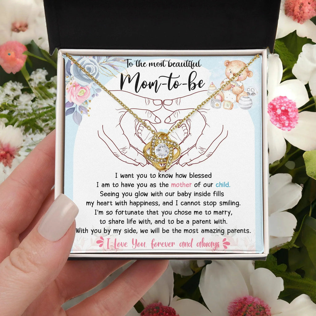 To the Most Beautiful Mom to Be I Am Blessed To Have You as the Mother of Our Child - Love Knot Necklace