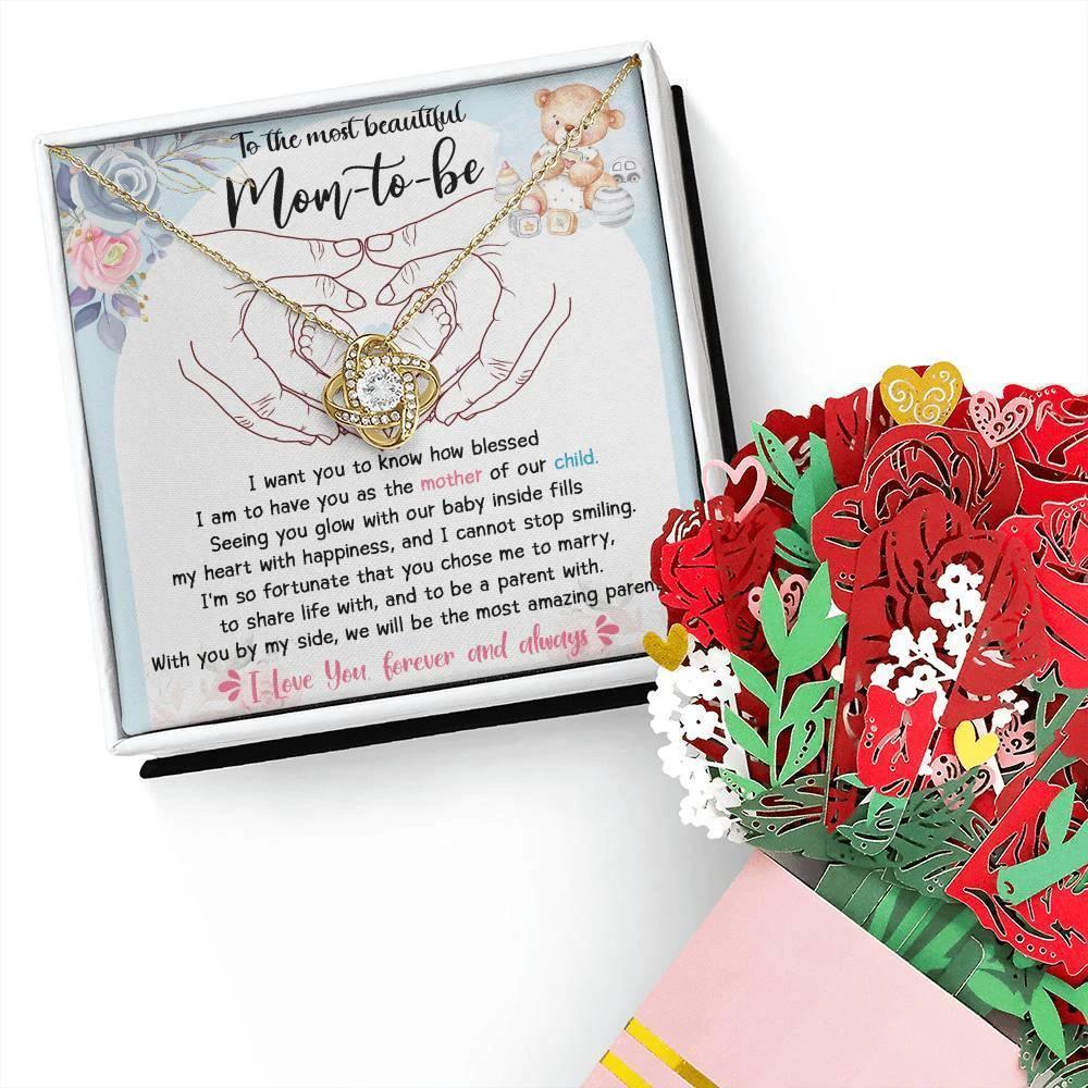 To the Most Beautiful Mom to Be I Am Blessed To Have You as the Mother of Our Child - Love Knot Necklace