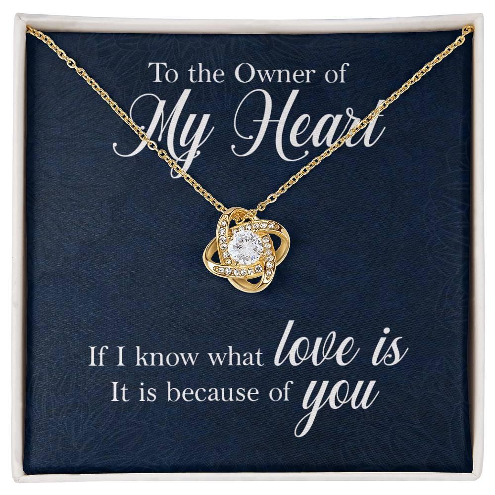 To the Owner of My Heart Love Knot Necklace with Message Card - Mallard Moon Gift Shop