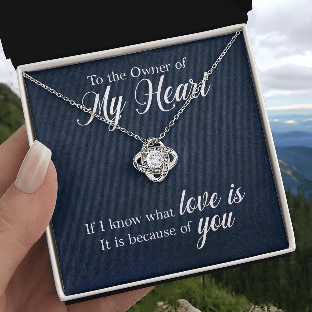 To the Owner of My Heart Love Knot Necklace with Message Card