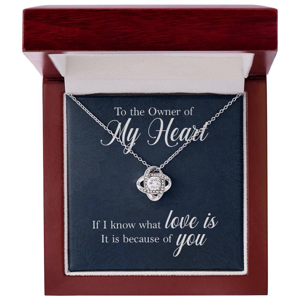 To the Owner of My Heart Love Knot Necklace with Message Card - Mallard Moon Gift Shop