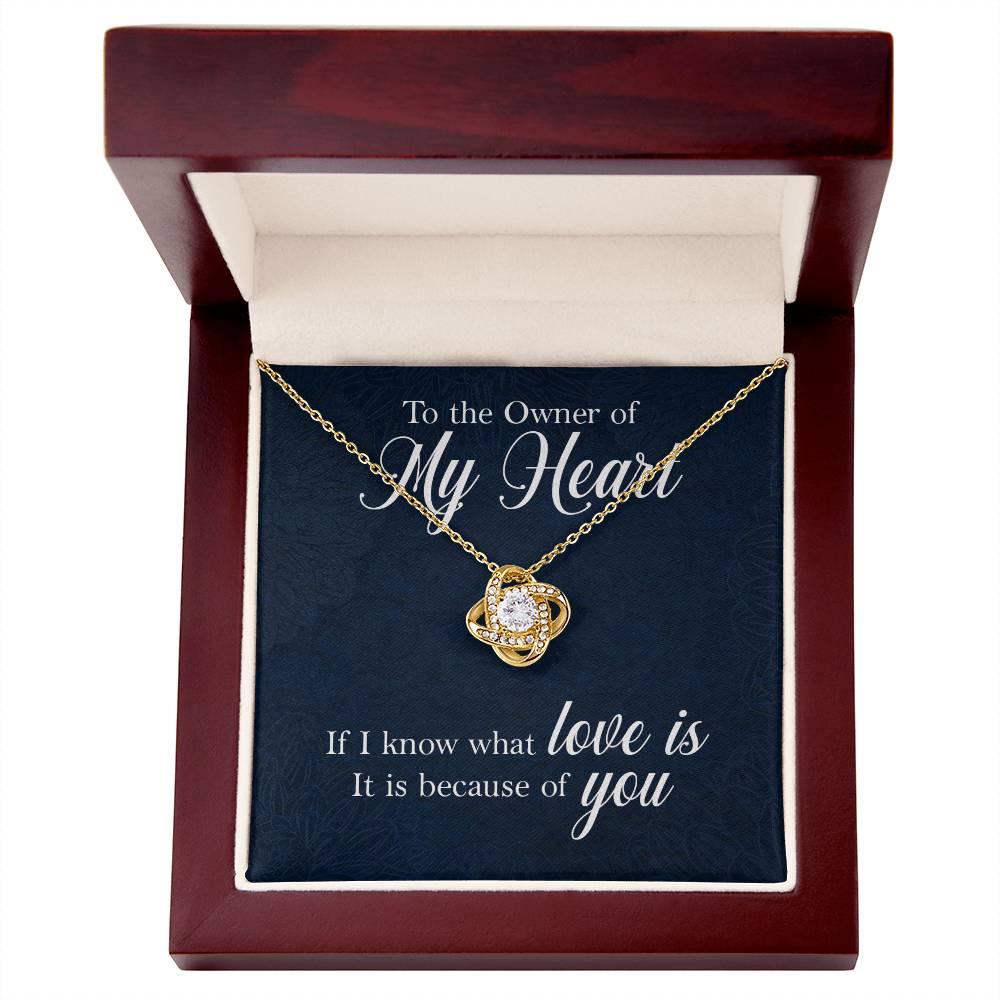 To the Owner of My Heart Love Knot Necklace with Message Card - Mallard Moon Gift Shop