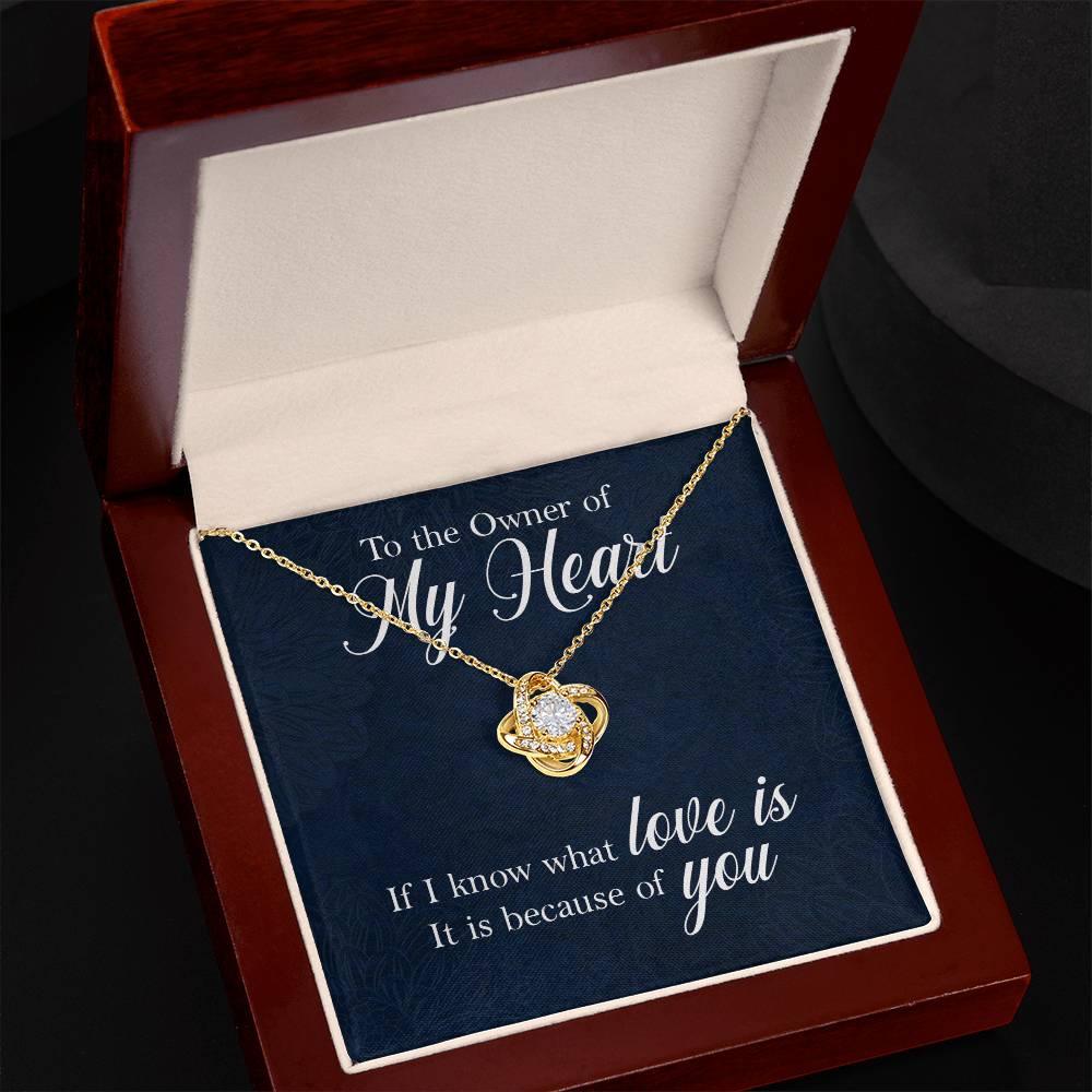 To the Owner of My Heart Love Knot Necklace with Message Card - Mallard Moon Gift Shop