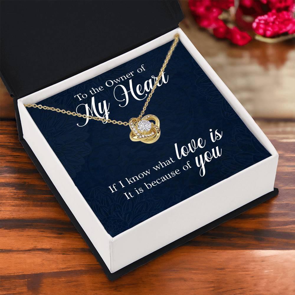 To the Owner of My Heart Love Knot Necklace with Message Card - Mallard Moon Gift Shop