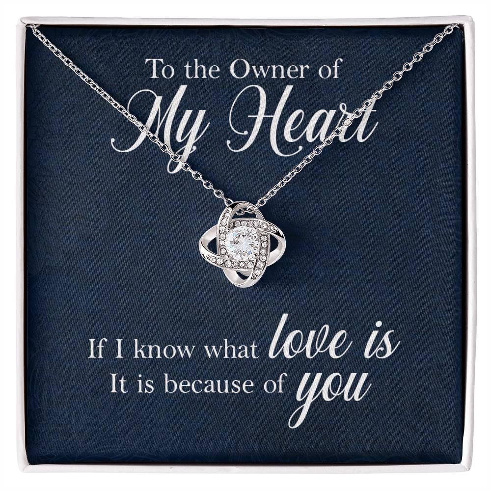 To the Owner of My Heart Love Knot Necklace with Message Card - Mallard Moon Gift Shop