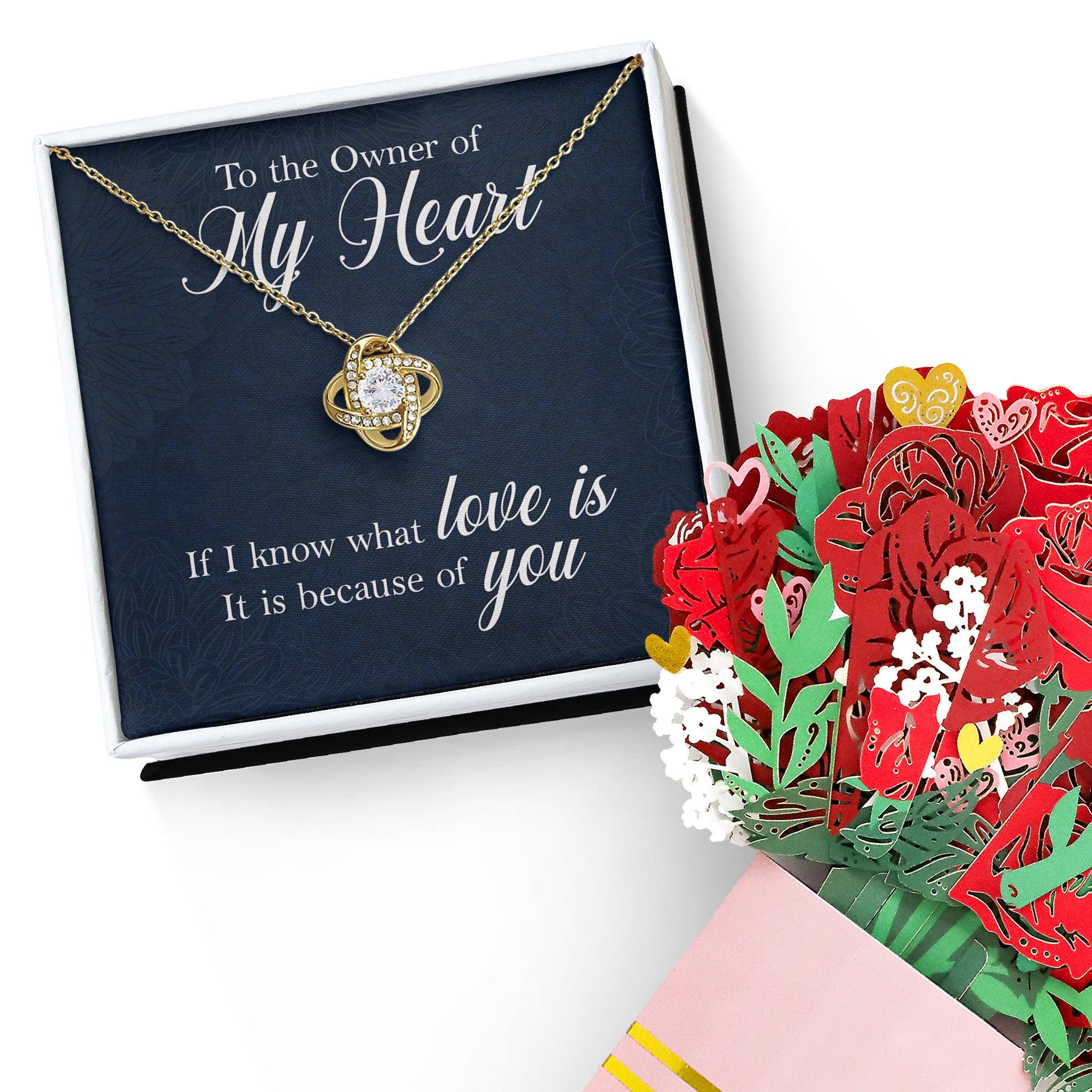 To the Owner of My Heart Love Knot Necklace with Message Card - Mallard Moon Gift Shop