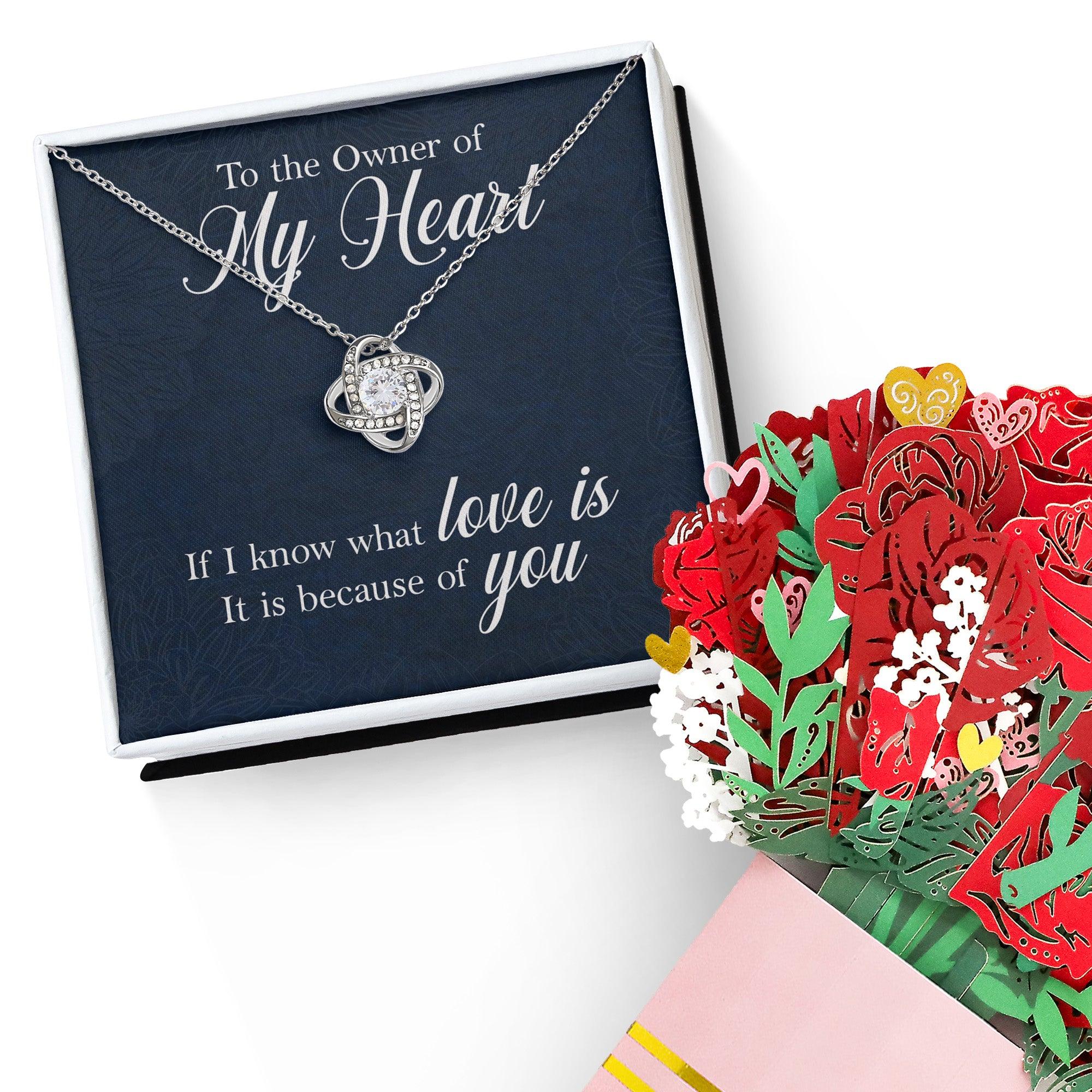 To the Owner of My Heart Love Knot Necklace with Message Card - Mallard Moon Gift Shop