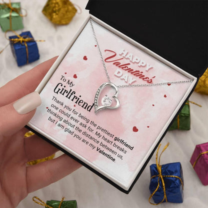 To The Prettiest Girlfriend Happy Valentine's Day Forever Love Pendant Necklace - Mallard Moon Gift Shop