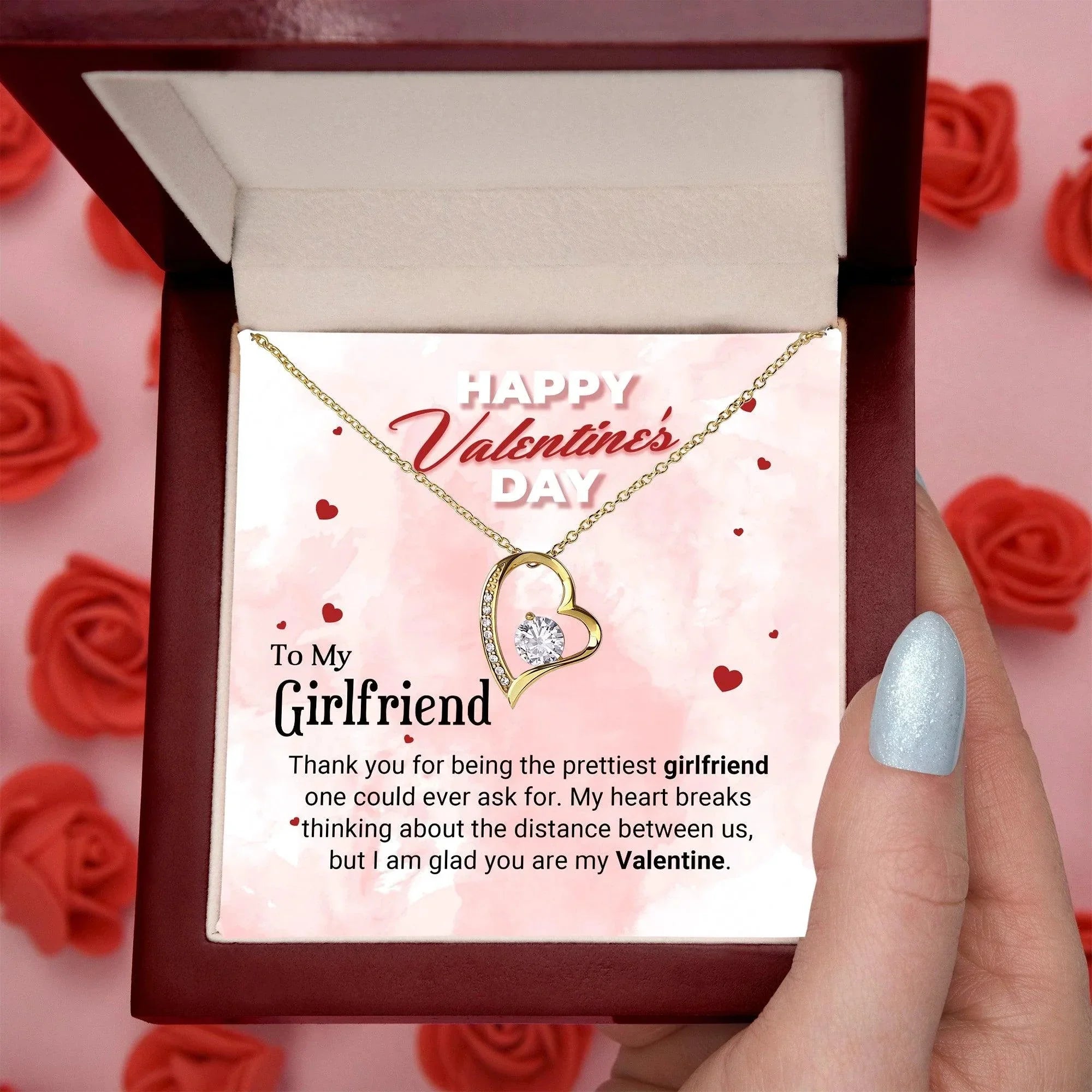 To The Prettiest Girlfriend Happy Valentine's Day Forever Love Pendant Necklace