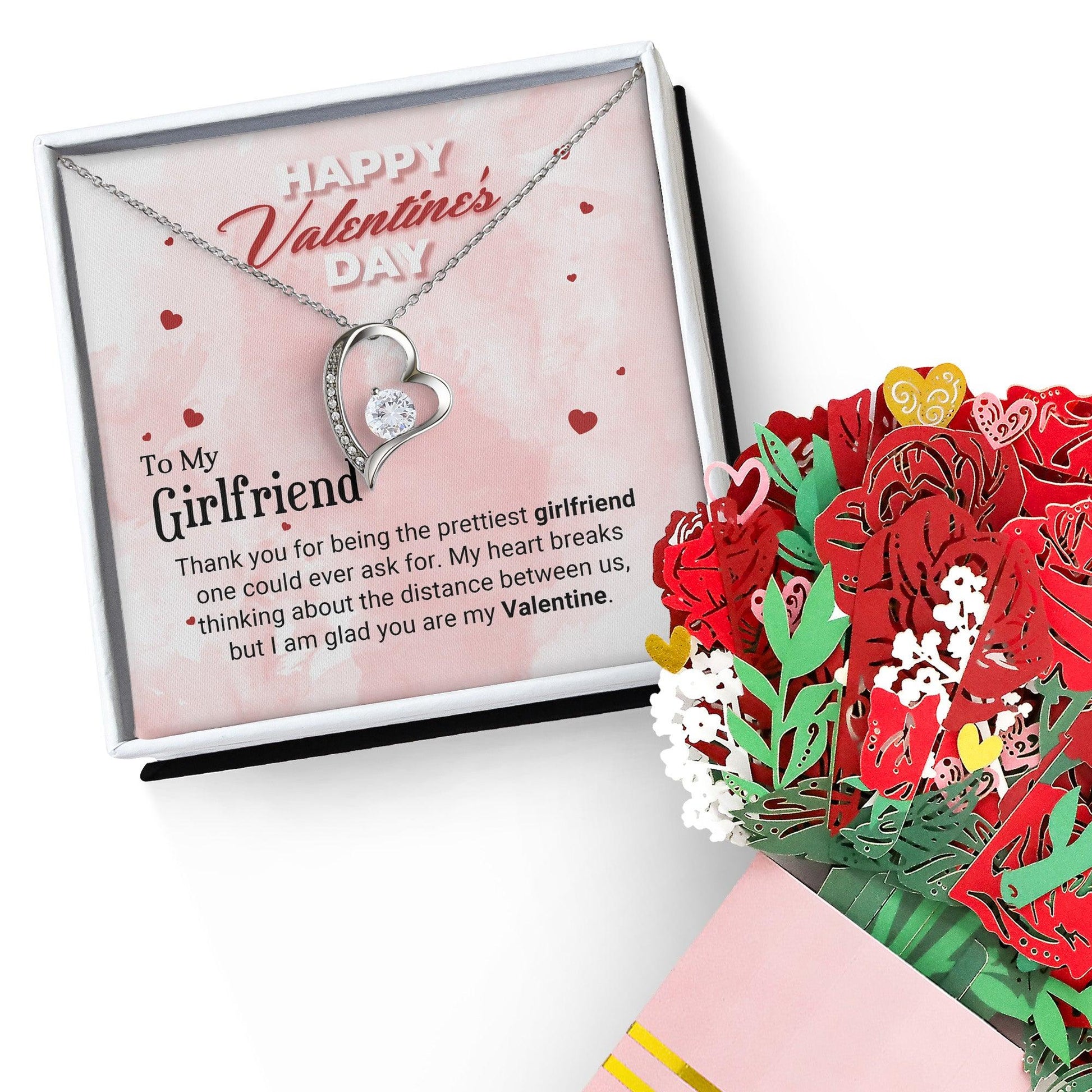 To The Prettiest Girlfriend Happy Valentine's Day Forever Love Pendant Necklace - Mallard Moon Gift Shop