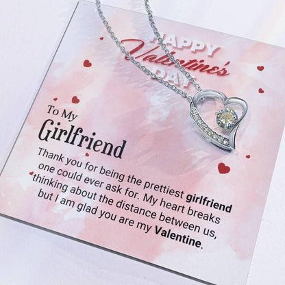 To The Prettiest Girlfriend Happy Valentine's Day Forever Love Pendant Necklace - Mallard Moon Gift Shop