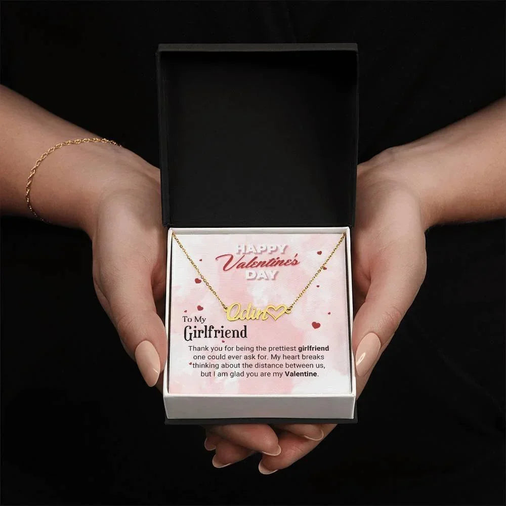 To the Prettiest Girlfriend I am Glad You Are My Valentine Personalized Heart Name Necklace