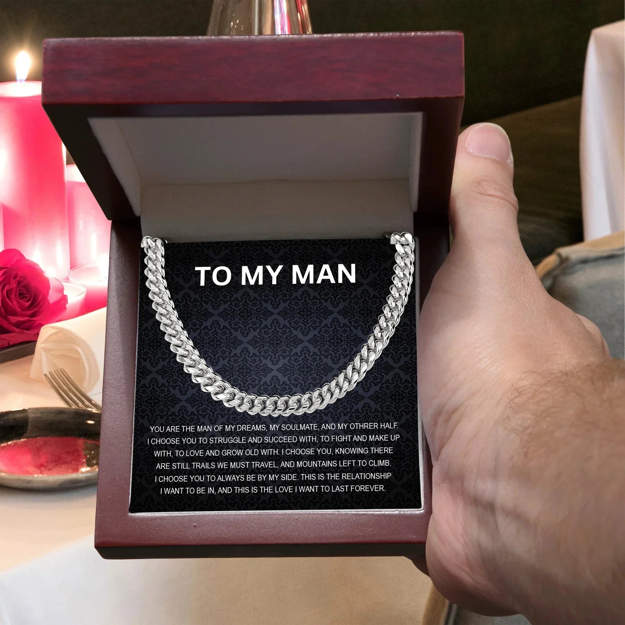 To My Man - My Soulmate - Personalized Cuban Chain Link Necklace