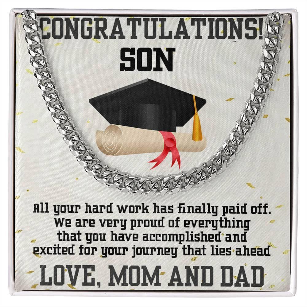 Graduation Gift for Son from Mom and Dad Personalized Cuban Link Chain Necklace