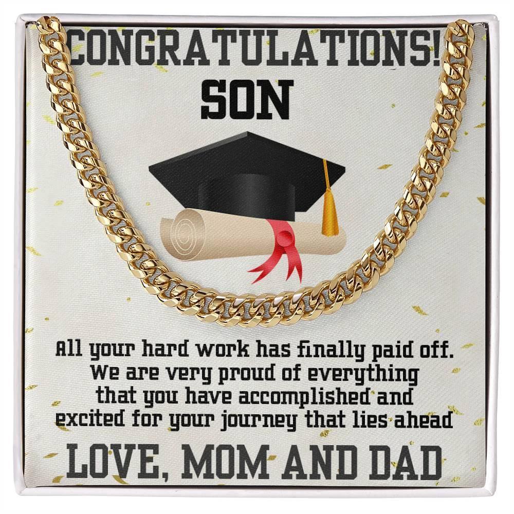 Graduation Gift for Son from Mom and Dad Personalized Cuban Link Chain Necklace