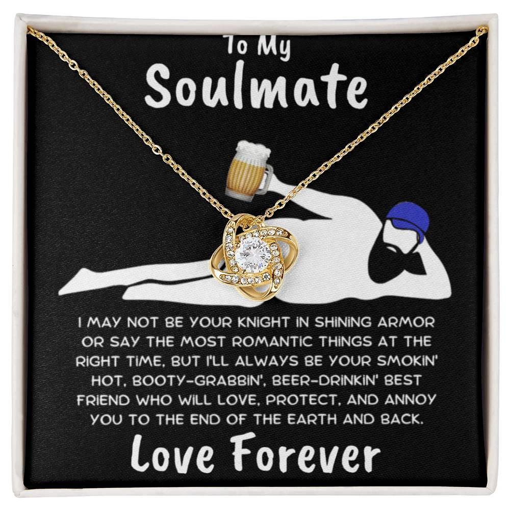 To My Soulmate Dazzling Love Knot Necklace with Message Card and Gift Box