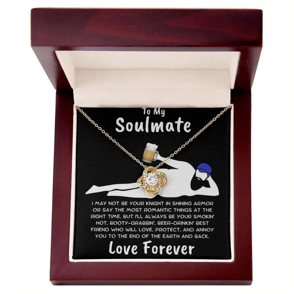 To My Soulmate Dazzling Love Knot Necklace with Message Card and Gift Box