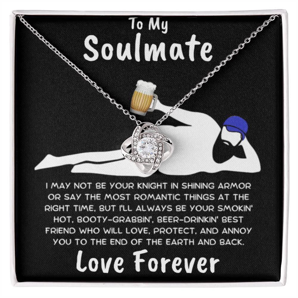 To My Soulmate Dazzling Love Knot Necklace with Message Card and Gift Box