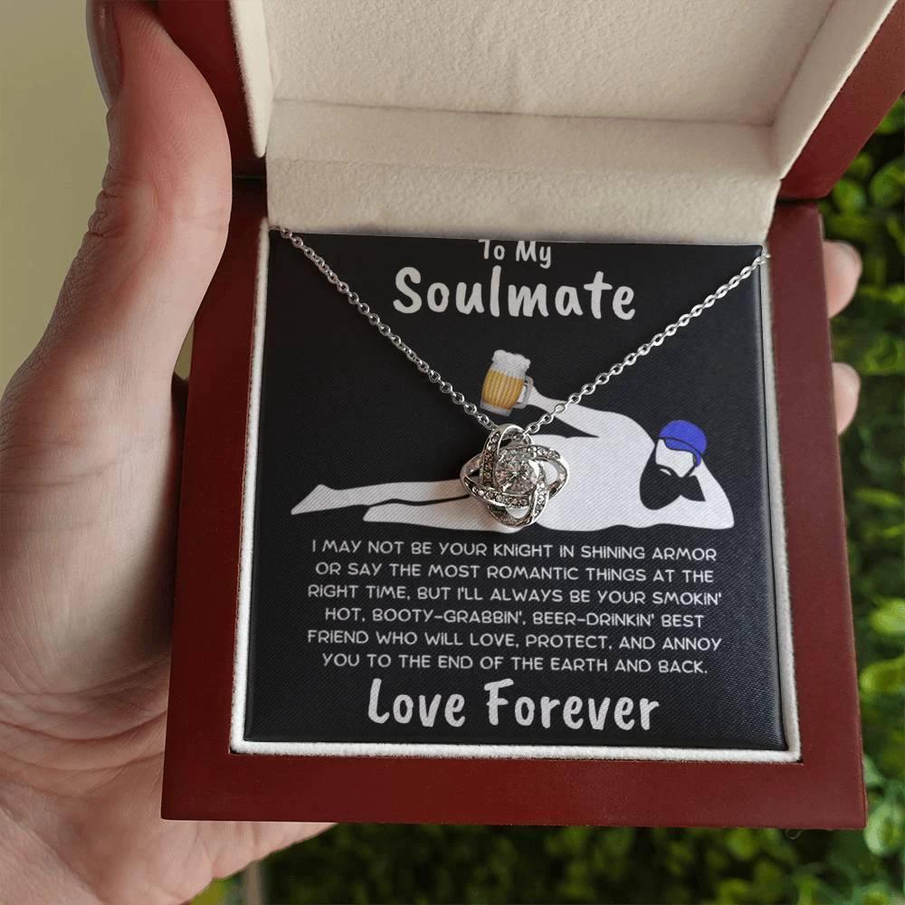 To My Soulmate Dazzling Love Knot Necklace with Message Card and Gift Box