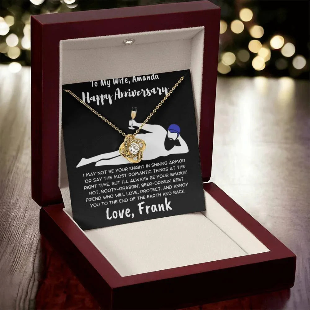 To My Soulmate Dazzling Love Knot Necklace with Message Card and Gift Box