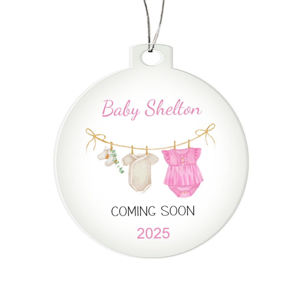 Personalized Baby Coming Soon Christmas Ornament 2025 – Custom Pregnancy Announcement Keepsake Ornament for New Parents, Grandparents & Family