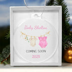 Personalized Baby Coming Soon Christmas Ornament 2025 – Custom Pregnancy Announcement Keepsake Ornament for New Parents, Grandparents & Family
