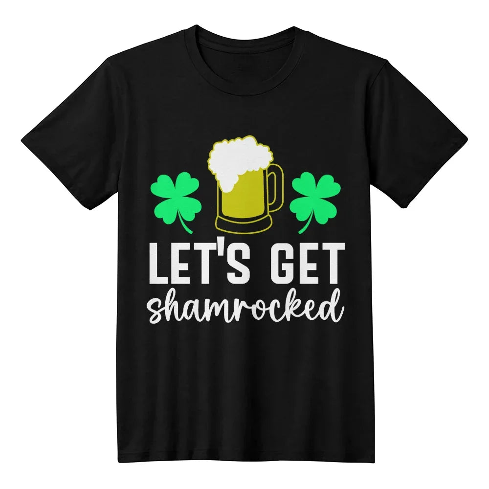 Let's Get Shamrocked St. Patrick’s Day T-Shirt – Funny Irish Drinking Tee for Men & Women – Unisex Cotton Crew Neck