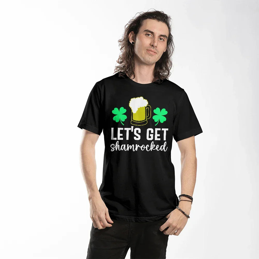 Let's Get Shamrocked St. Patrick’s Day T-Shirt – Funny Irish Drinking Tee for Men & Women – Unisex Cotton Crew Neck