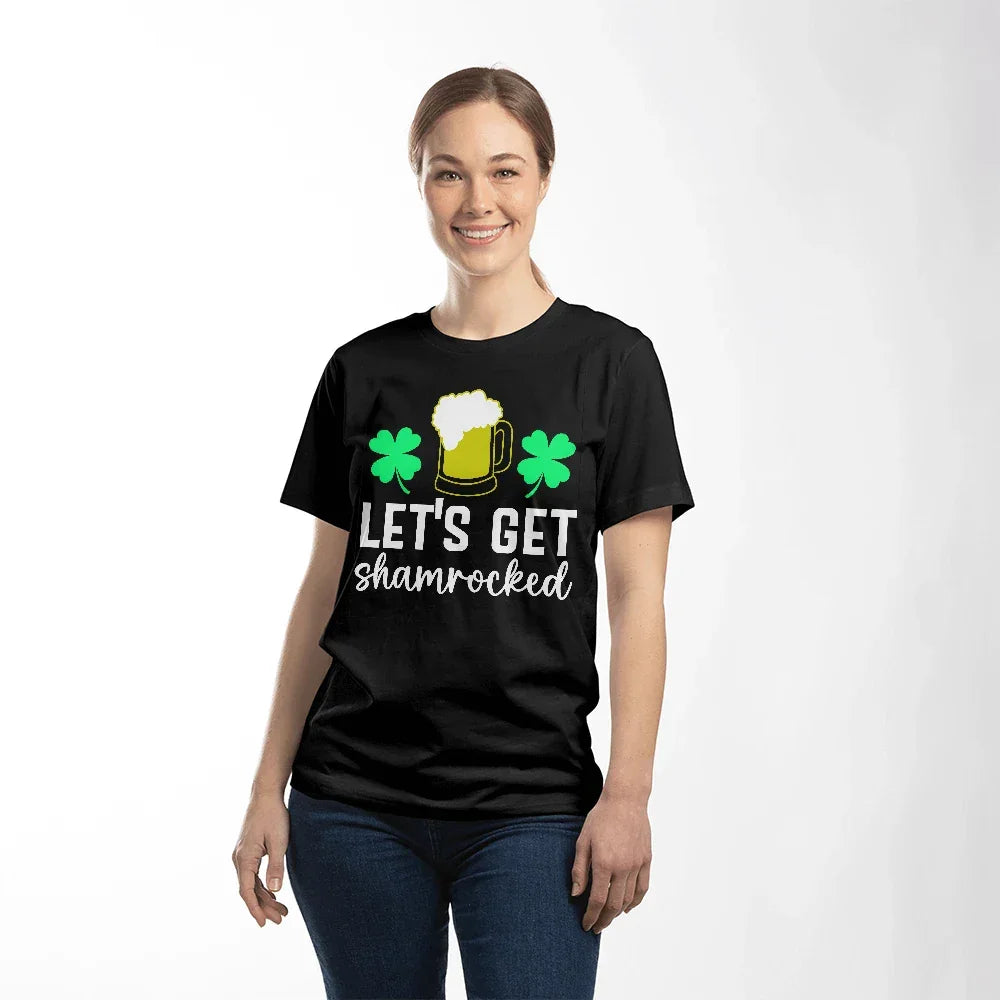 Let's Get Shamrocked St. Patrick’s Day T-Shirt – Funny Irish Drinking Tee for Men & Women – Unisex Cotton Crew Neck