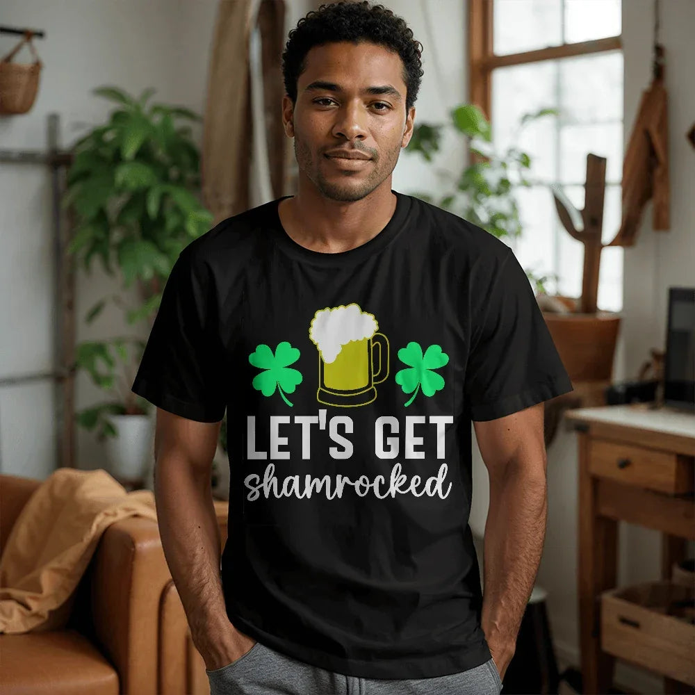 Let's Get Shamrocked St. Patrick’s Day T-Shirt – Funny Irish Drinking Tee for Men & Women – Unisex Cotton Crew Neck