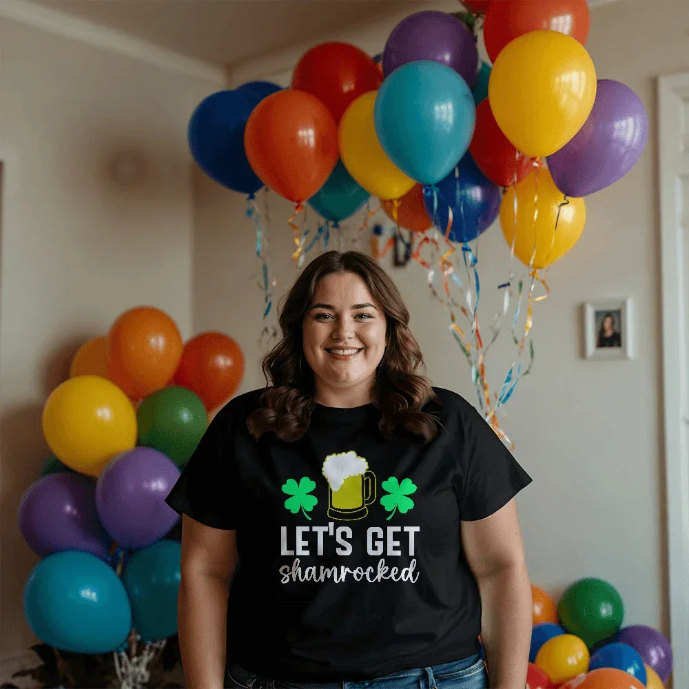 Let's Get Shamrocked St. Patrick’s Day T-Shirt – Funny Irish Drinking Tee for Men & Women – Unisex Cotton Crew Neck