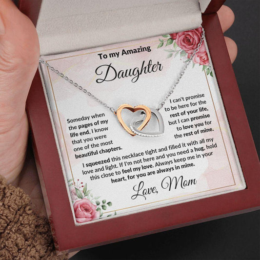 To My Amazing Daughter - I Promise to Love You - Interlocking Hearts Necklace - Mallard Moon Gift Shop