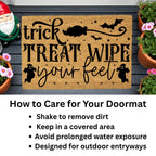 Trick, Treat, Wipe Your Feet Coir Doormat – Funny Halloween Welcome Mat | Spooky Ghost and Bat Porch Decor | Rustic Fall Entryway Rug