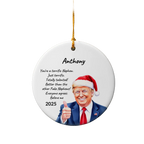 Personalized Nephew - Niece Trump Christmas Ornament – Funny Santa Thumbs-Up Holiday Gift – Custom Name & Year Keepsake for Nephews