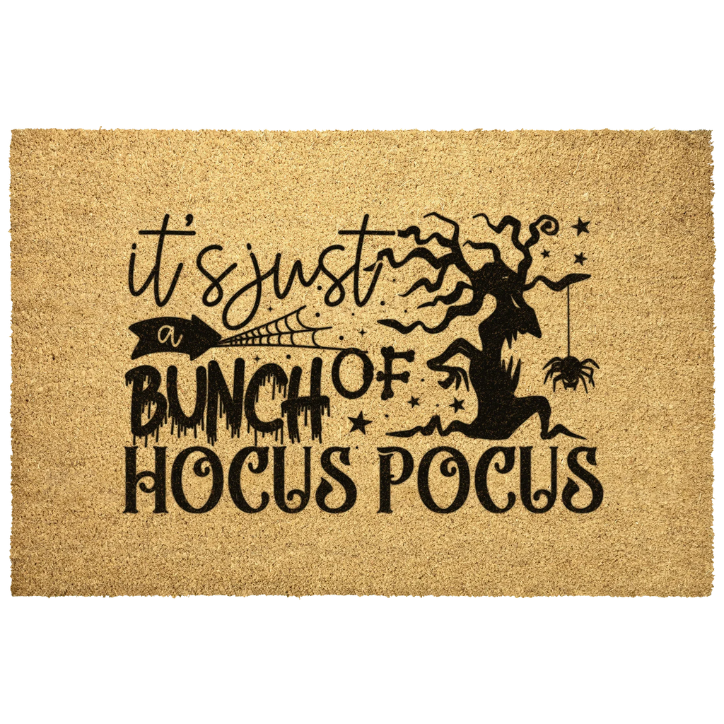 t’s Just a Bunch of Hocus Pocus Coir Doormat – Witchy Halloween Front Porch Decor | Funny Spooky Welcome Mat | Rustic Autumn Entry Rug
