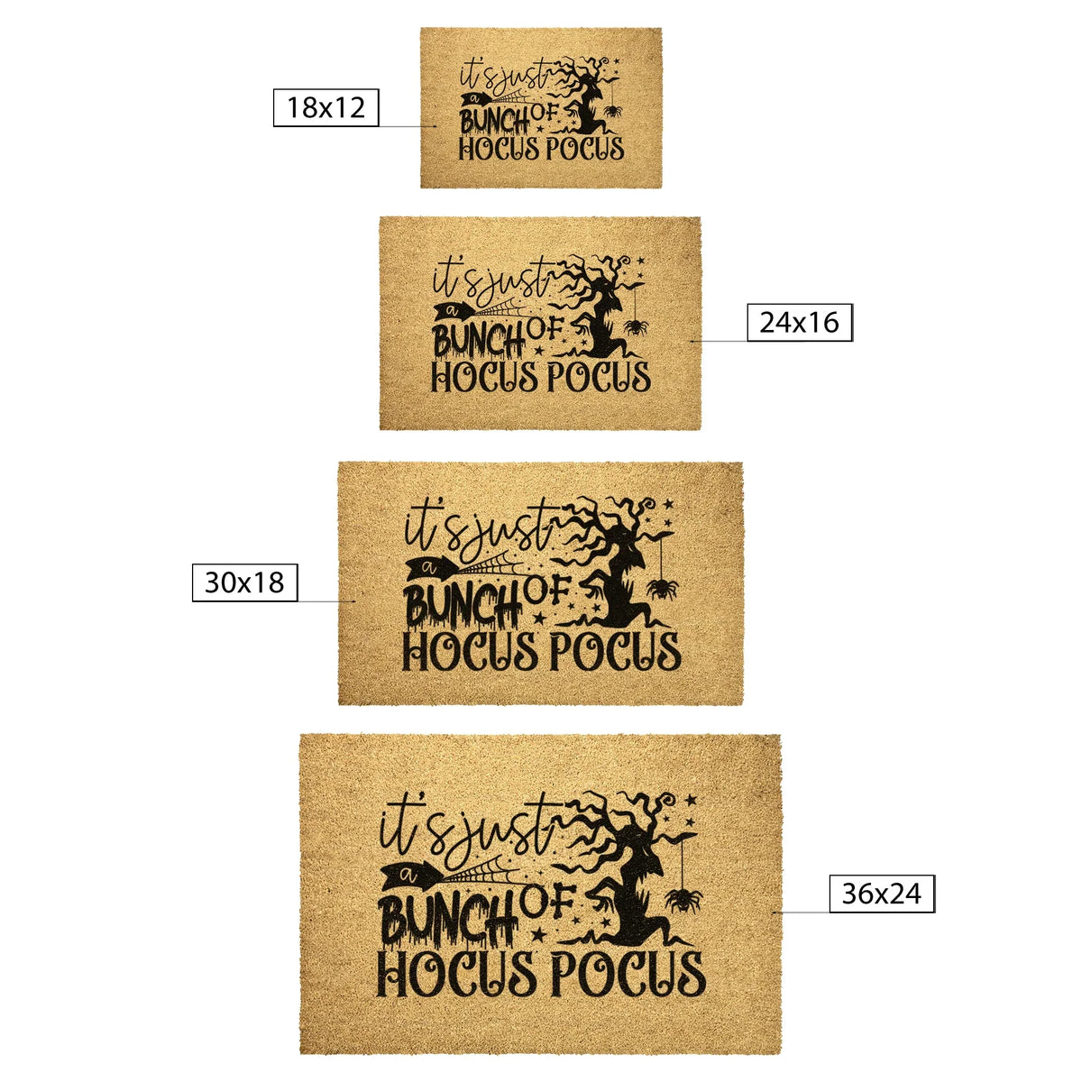t’s Just a Bunch of Hocus Pocus Coir Doormat – Witchy Halloween Front Porch Decor | Funny Spooky Welcome Mat | Rustic Autumn Entry Rug